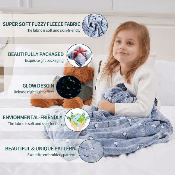 Glow in The Dark Throw Blanket Soft Cozy Flannel Fleece Blanket 50 x 60 Inches - Picture 3 of 9